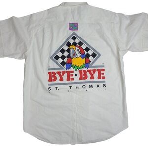 Bye Bye St. Thomas US Virgin Islands Cotton Button Down Shirt Size 4‎ / XL